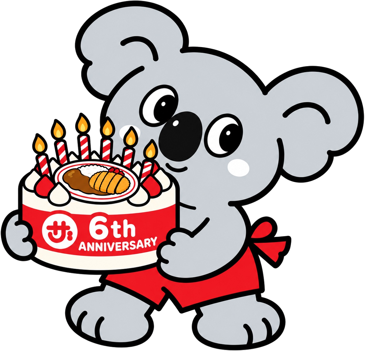 6周年ケーキを持ったザモチのコアラくん